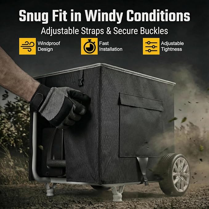 [New Upgraded] 900D Heavy Duty Waterproof Generator Cover, Generator Cover for Outside, 32"L x 24"W x 24"H Cover Universal 5000W-10000W Outdoor Generator Storage Box, All Season Protection, Black