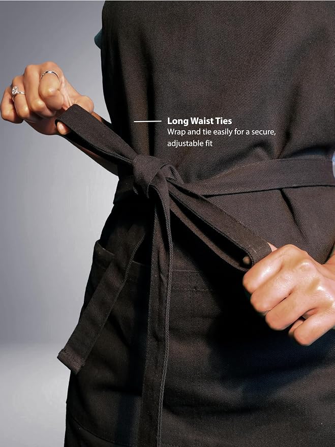 100% Cotton Kitchen Apron with 2 Pockets – Adjustable Chef Apron for Cooking Baking BBQ – Unisex Apron