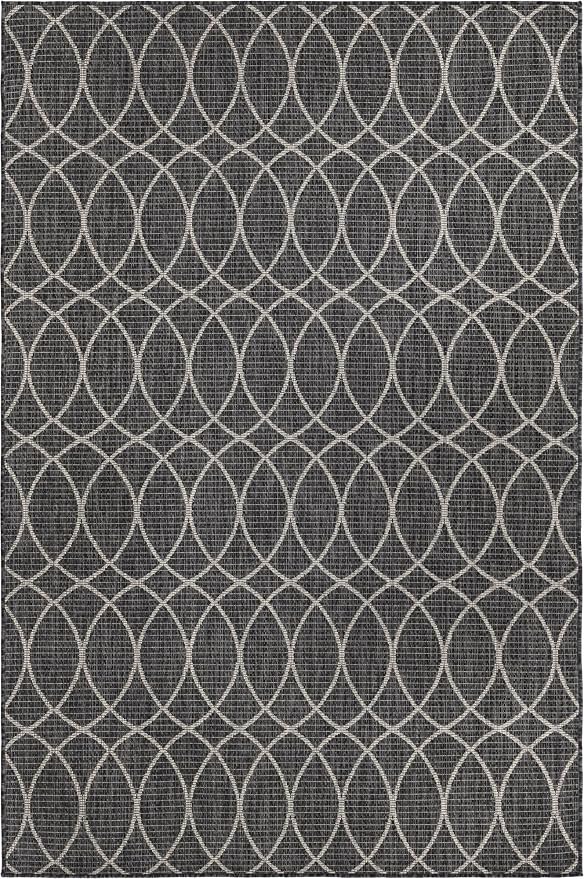 Unique Loom Outdoor Trellis Collection Area Rug - Gitter (5' 3" x 8' Rectangle, Charcoal/ Ivory)