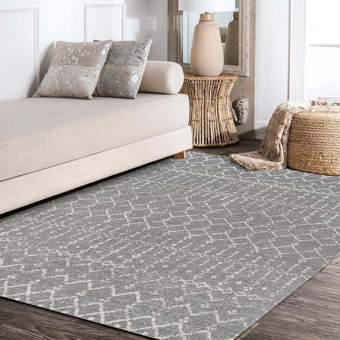 JONATHAN Y Boho Vintage Diamond Gray/Ivory Indoor Area Rug 8X10 ft, Moroccan Hype for Living Room, Bedroom, Kitchen, Office, Easy-Cleaning, High Traffic, Pet-Friendly, Non-Shedding (MOH101C-8)