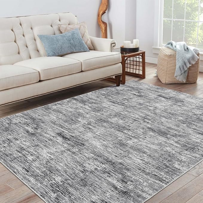 Garvee 10x13 Area Rugs for Living Room Solid Color Washable Rug, Light Grey | Non Slip Backing Non Shedding Low Pile Modern Neutral Stain Resistant Foldable Area Rug for Dining Room Bedroom Nursery