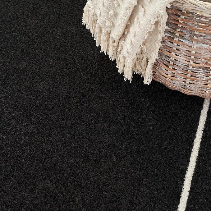 Nourison Home Nourison Essentials Black Ivory 5' x 7' Area Rug - Easy Clean, Non Shedding, Bed Room, Living Room, Dining Room, Kitchen (5' x 7')