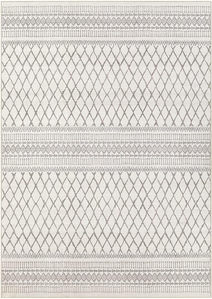 cotiled Boho 10x14 Area Rug for Living Room: Large Moroccan Washable Rug | Solve Modern Neutral Trendy Home Decor - Stain Resistan Carpet for Bedroom Farmhouse Beige Gray