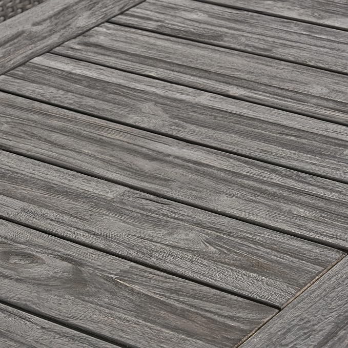 Merax 69" Outdoor Acacia Wood Dining Table, Rectangular Patio Table with Slatted Surface, Sandblast Dark Gray Finish