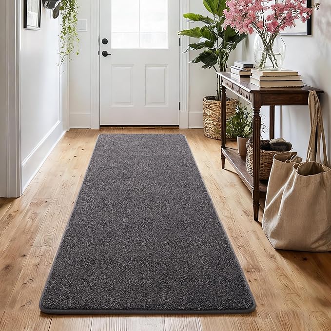 Keeko 2x6 Area Rugs for Living Room,Soft Washable Memory Foam Bedroom Rug | Indoor Throw Rug Low Pile Minimalist Non Slip Carpet for Kids Nursery Classroom Dorm Room Home Decor Dark Grey and White
