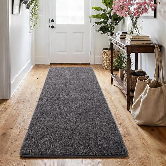 Keeko 2x6 Area Rugs for Living Room,Soft Washable Memory Foam Bedroom Rug | Indoor Throw Rug Low Pile Minimalist Non Slip Carpet for Kids Nursery Classroom Dorm Room Home Decor Dark Grey and White
