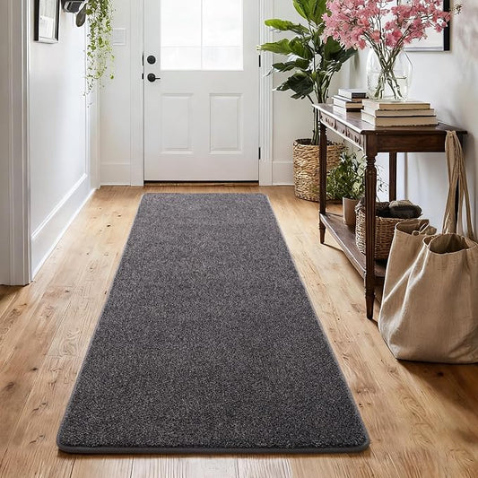 Keeko 2x8 Area Rugs for Living Room,Soft Washable Memory Foam Bedroom Rug | Indoor Throw Rug Low Pile Minimalist Non Slip Carpet for Kids Nursery Classroom Dorm Room Home Decor Dark Grey and White