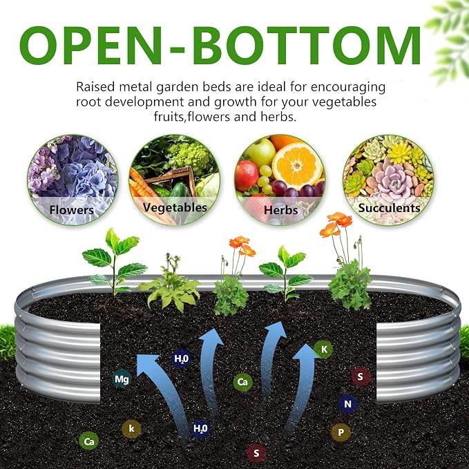 2PCS 8x2x1ft Galvanized Metal Raised Garden Bed Kit,Outdoor Planter Box Vegetables,Flowers,Herbs Durable Rust-Resistant Patio Gardening Beds