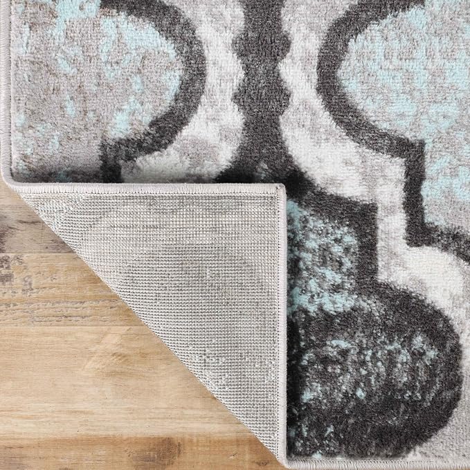 Superior Modern Indoor Area Rug, Non Slip Rug, 8'x10', Turquoise | Geometric Design Floor Décor, Easy Care High Traffic Areas Living Dining Room, Bedroom, Office, Entryway, Viking Collection