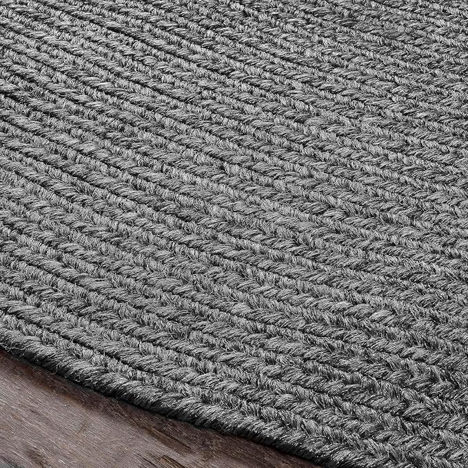 Superior Indoor Outdoor Area Rug, Handwoven Reversible Braided Home Decor for Living Room, Kitchen, Entryway, Patio, Front Porch, Deck, Modern, Boho, Farmhouse Style, 6' x 9', Charcoal