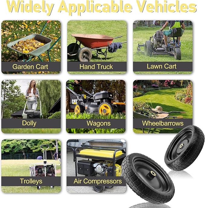 13-Inch Gorilla Cart Tires - Heavy Duty Replacement Tires for Gori-lla Carts, 13" Flat Free Tire Fit Gorilla Cart, Wheelbarrow Garden Wagon Cart, Hand Trucks and Utility Cart (4-Pack)