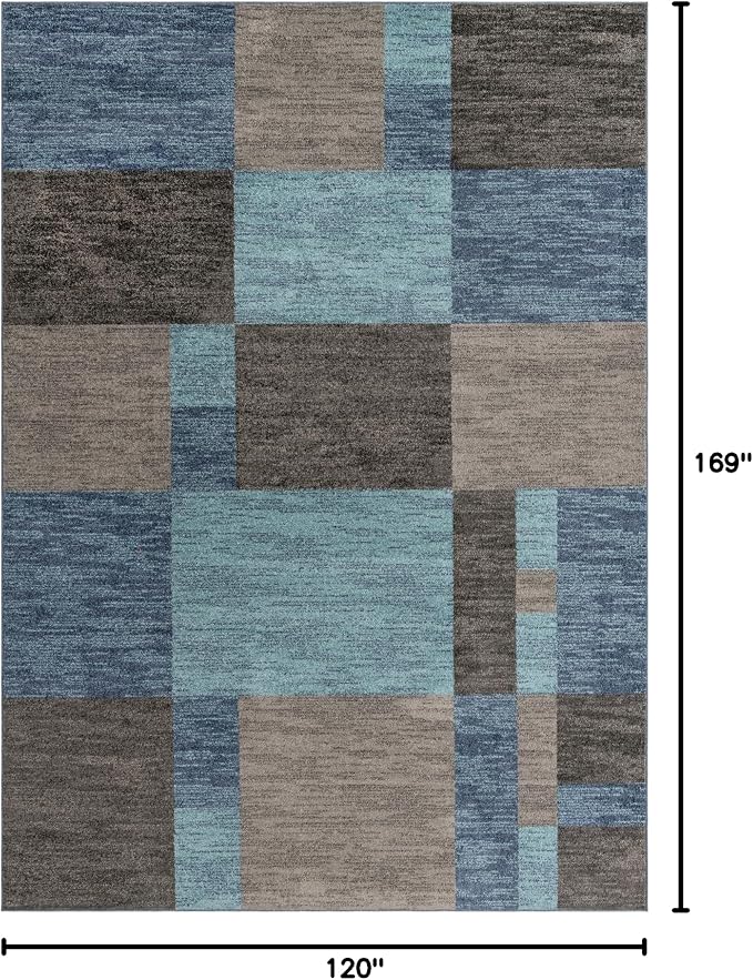 Unique Loom Autumn Collection Area Rug - Providence (10' x 14' 1" Rectangle, Blue Gray/ Light Brown)