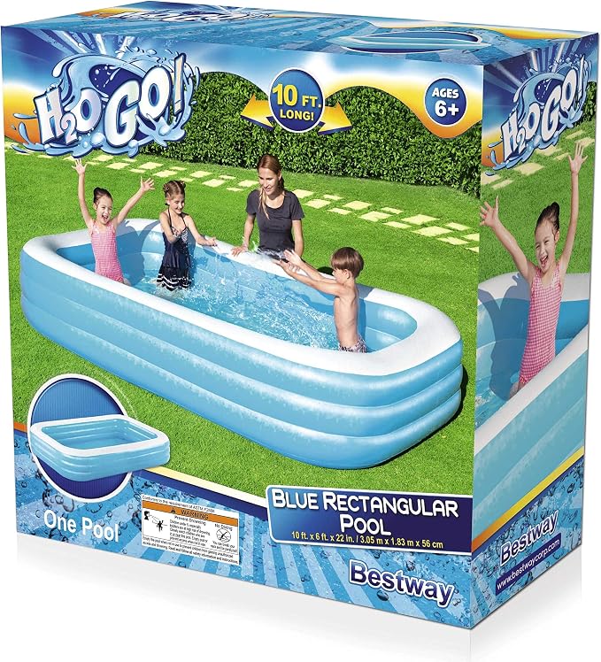 Bestway H2OGO! Blue Rectangular Inflatable Family Pool (10' x 6' x 22")