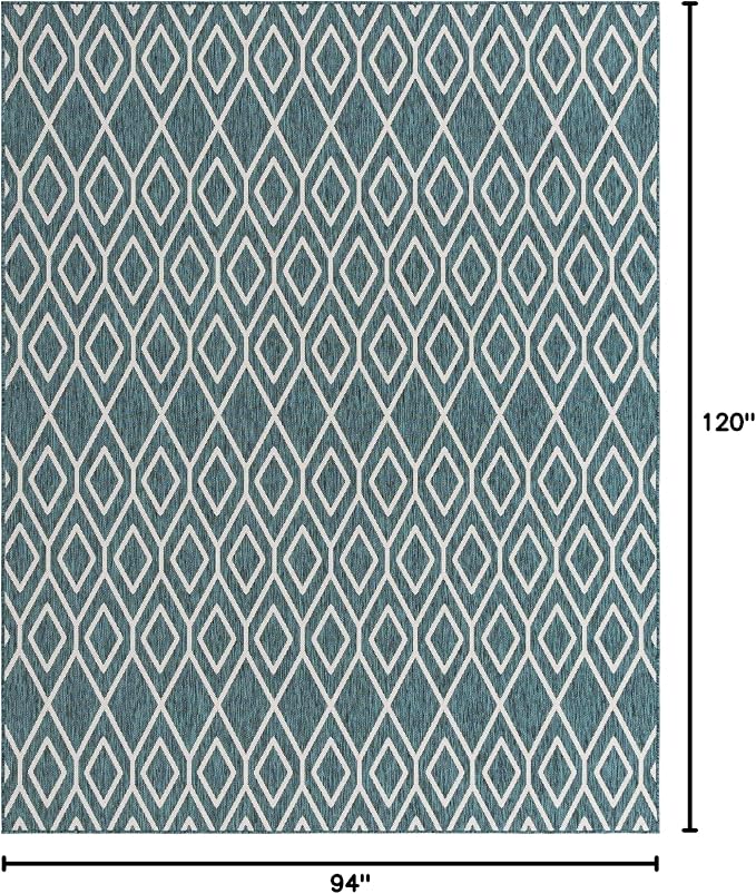 Jill Zarin Outdoor Collection Area Rug - Turks and Caicos (7' 10" x 10' Rectangle Teal/Ivory)