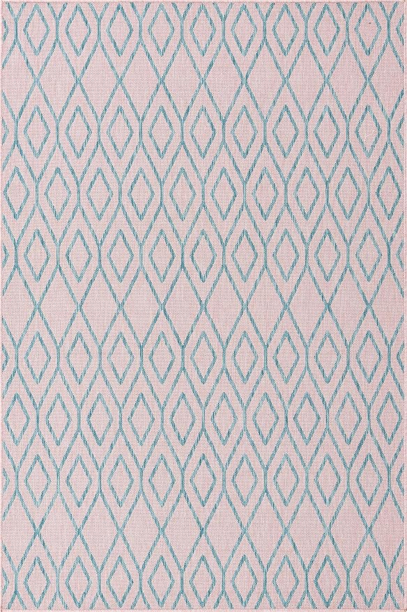 Jill Zarin Outdoor Collection Area Rug - Turks and Caicos (5' 3" x 8' Rectangle Pink and Aqua/Light Blue)