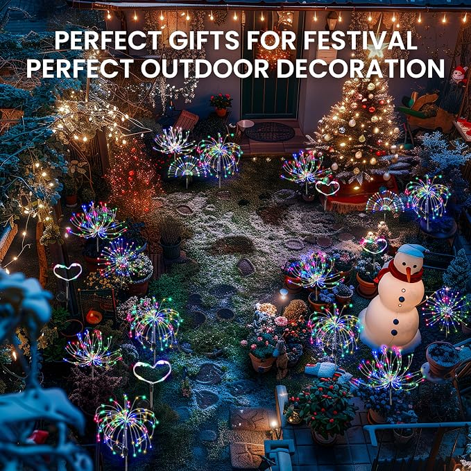 PEVOROS Garden Decor Solar Lights Outdoor,120LED Waterproof Colorful Solar Fairy Garden Lights for Outdoor Decoration,Yard, Patio, Porch,Flower Pot,Pathway (8Pack)