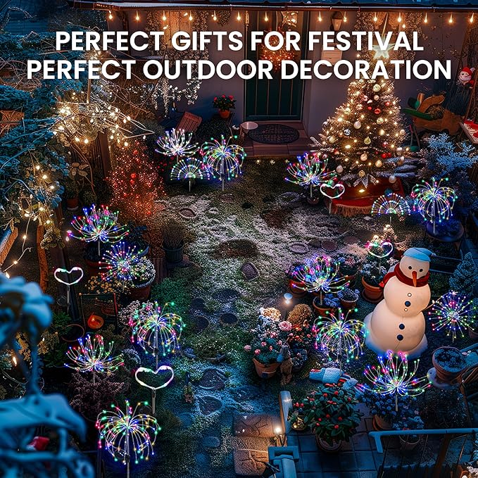 PEVOROS Garden Decor Solar Lights Outdoor,120LED Waterproof Colorful Solar Fairy Garden Lights for Outdoor Decoration,Yard, Patio, Porch,Flower Pot,Pathway (4Pack)