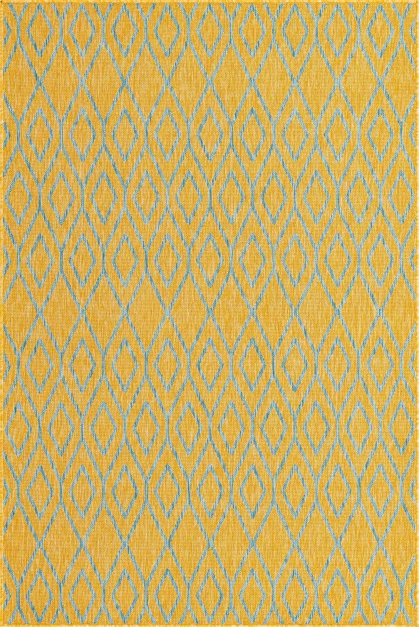 Jill Zarin Outdoor Collection Area Rug - Turks and Caicos (5' 3" x 8' Rectangle Yellow and Aqua/Light Blue)