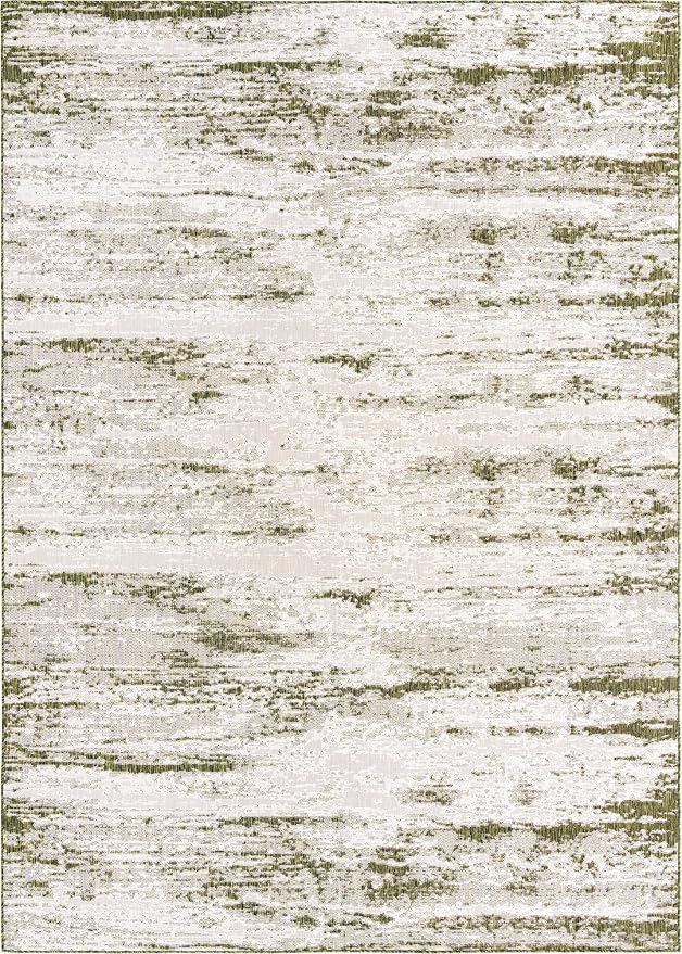 Unique Loom Outdoor Modern Collection Area Rug - Cartago (10' x 14' 1" Rectangle, Green/ Ivory)