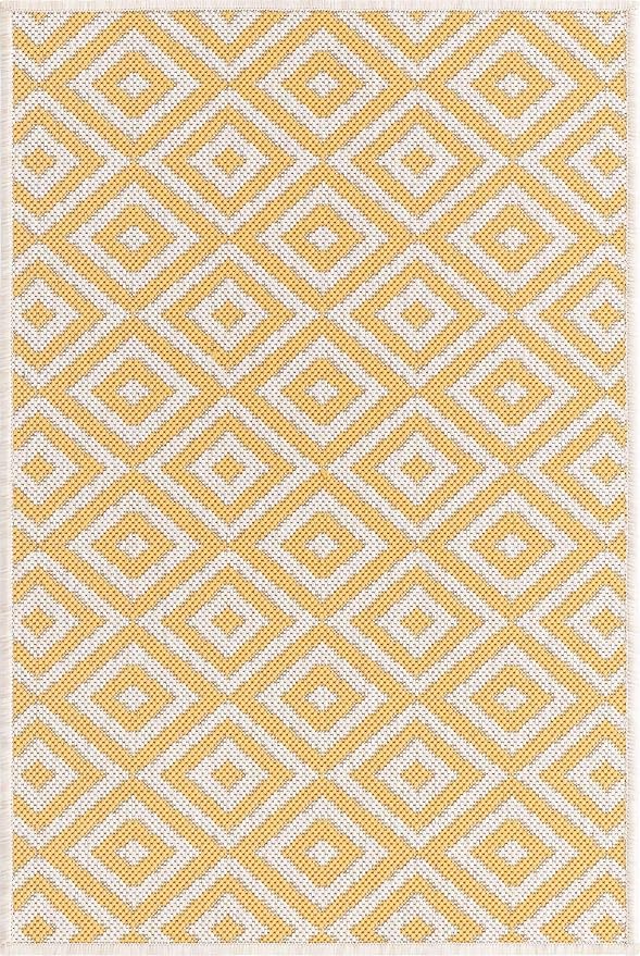 Unique Loom Jill Zarin Outdoor Collection Area Rug - Costa Rica (2' x 3' 1'' Rectangle, Yellow Ivory/ Ivory)