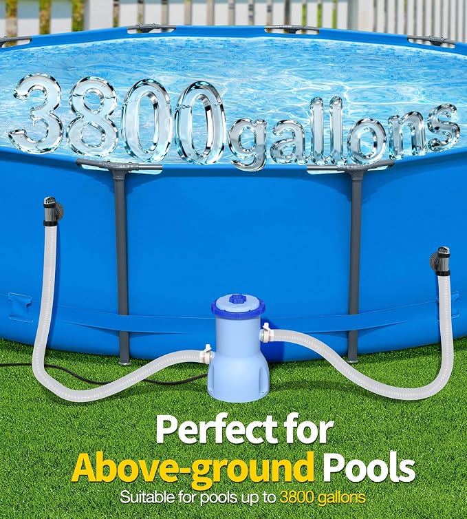LuxBlue 530 GPH Small Pool Filter Pump for Above Ground Pools | ETL Certified Cartridge Filter Pump, Pro Water Circulation System- Quickly Remove Debris, Enhance Crystal-clear Pool Water