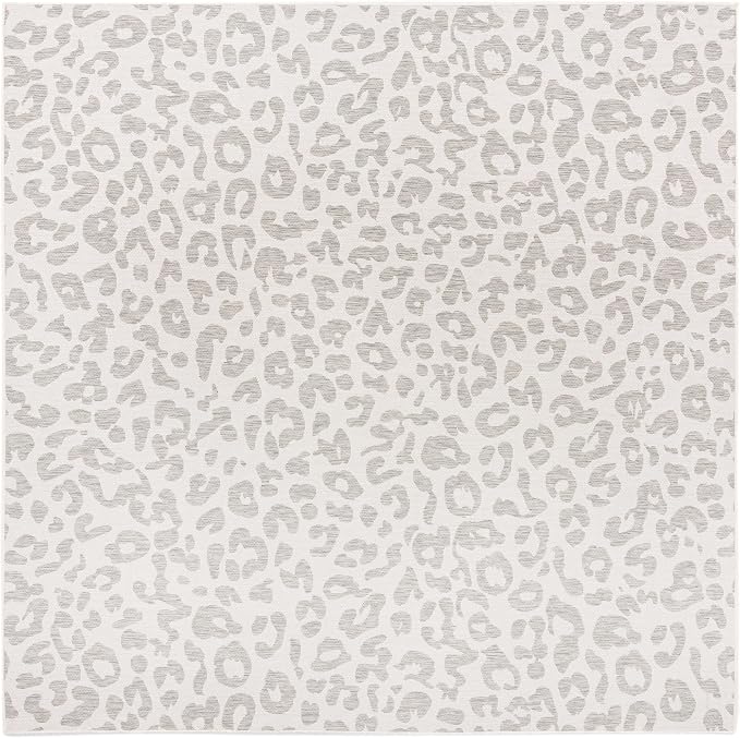 Unique Loom Outdoor Safari Collection Area Rug - Leopard (10' Square, Ivory Gray)