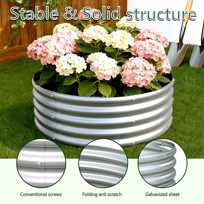 3Pack 3x3x1ft Galvanized Raised Garden Bed, Planter Raised Garden Beds Outdoor, Round Clearance Raised Garden Beds for Gardening Vegetables……