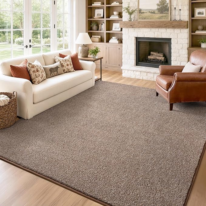 Keeko 5x5 Square Area Rugs for Living Room Bedroom,Soft Washable Carpet | Modern Indoor Memory Foam Entryway Rug Low Pile Minimalist Non Slip Rug for Kids Nursery Dorm Room Home Decor Brown and White