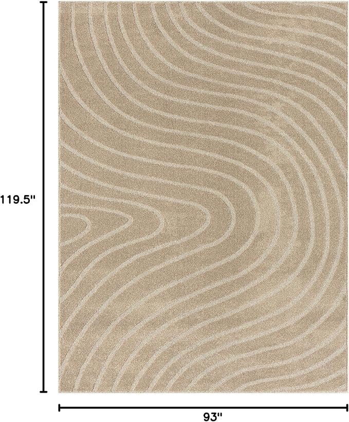 LUXE WEAVERS Modern Geometric Wave Beige 8x10 Area Rug
