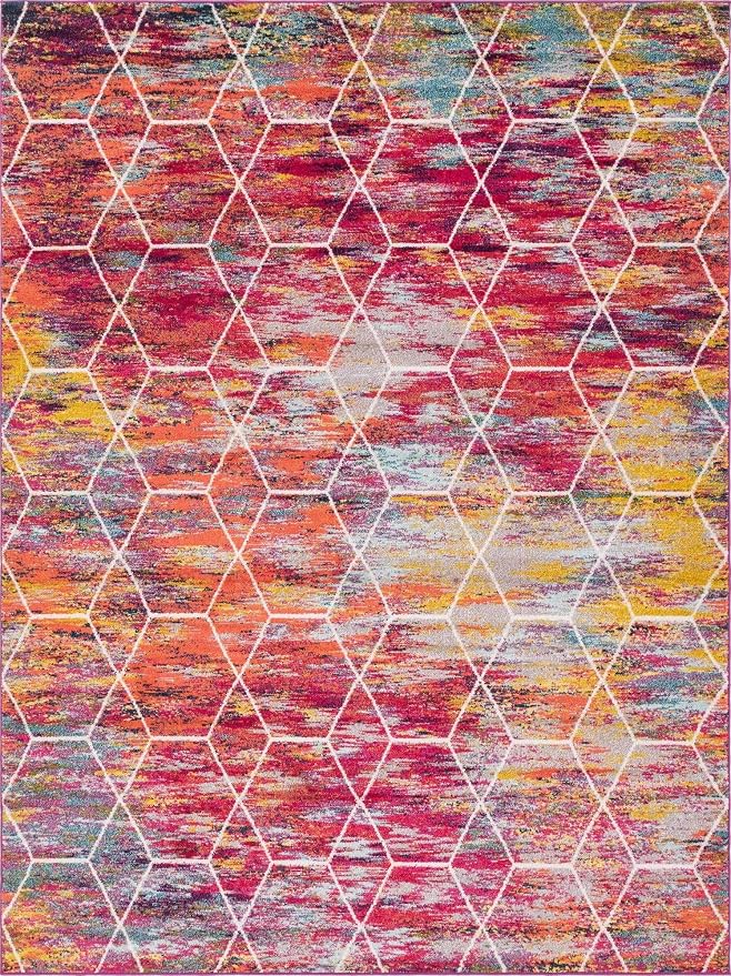 Unique Loom Trellis Frieze Collection Area Rug - Geometric (9' x 12', Multi/ Ivory)
