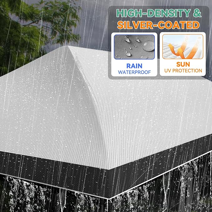 COBIZI 12x20 Pop up Canopy Tent - Gazebo, Party Tents for Parties, Carpas para Fiestas, Large Outdoor Popup Patio Screened Gazebos, Shelter Tents with Net for Backyard, Commercial,Light Grey