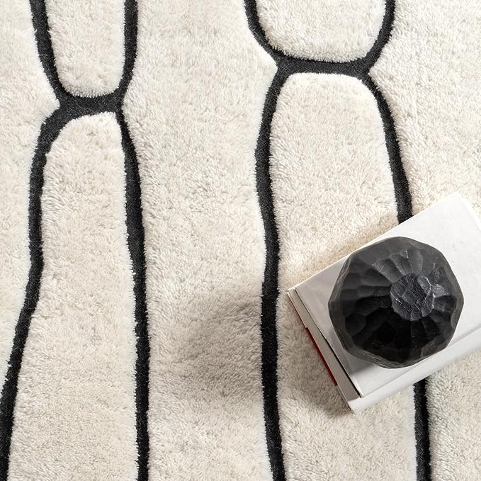 Nuloom Nazco Charcoal Geometric Hand Tufted Area Rug, 9' x 12' | Nuloom Nazco Geometric 9' x 12' Wool Area Rug for Living Room Bedroom Dining Room, Charcoal