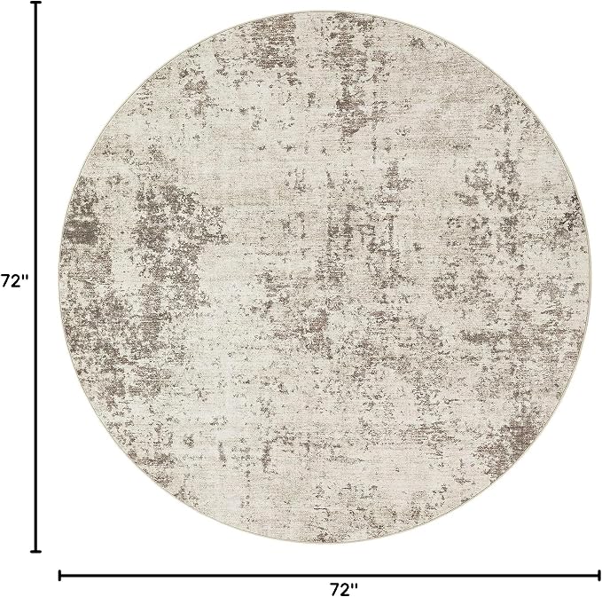 UERMEI 6ft Round Area Rug Living Room Rugs - 6x6 Washable Neutral Modern Abstract Soft Thin Rug Indoor Floor No Slip Rug Carpet for Bedroom Under Dining Table Home Office Decor - Dark Brown