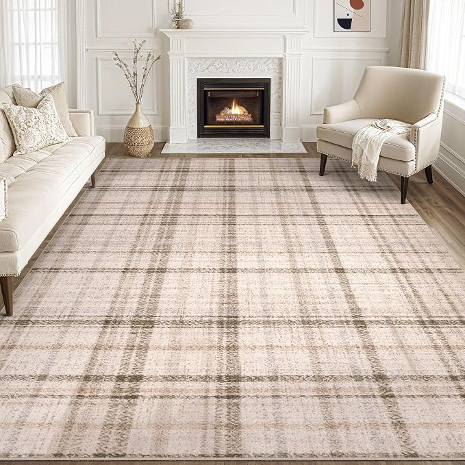 Tortania Area Rug Living Room Rugs - 9x12 Washable Large Soft Neutral Boho Moroccan Bohemian Farmhouse Rug Indoor Floor Carpet for Bedroom Under Dining Table Home Office Decor - Taupe