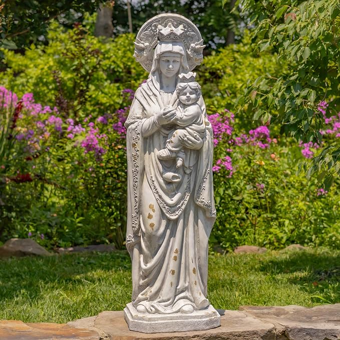Zaer Ltd. Our Lady of Perpetual Help Garden Statue, 48" H, Magnesium Madonna with Child, Antique Grey or Bronze (Antique Grey)