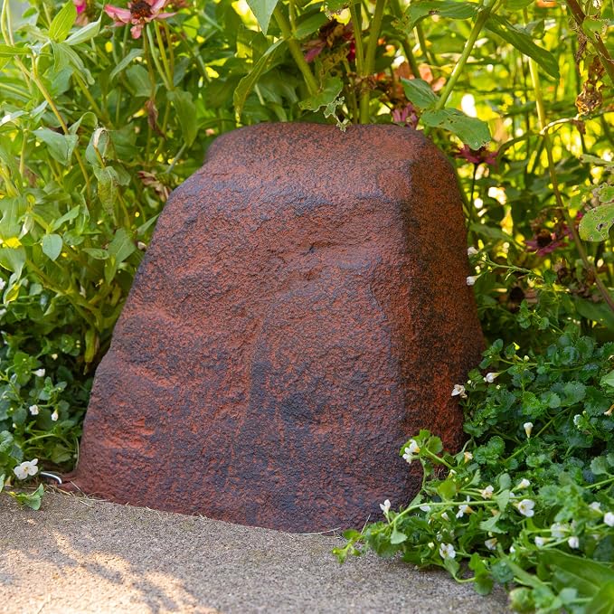 Sunnydaze 11” H Small Faux Landscape Rock Cover - Lightweight Polyresin Fake Rock Well Pump Cover for Outside – Realistic Natural Texture – Brown