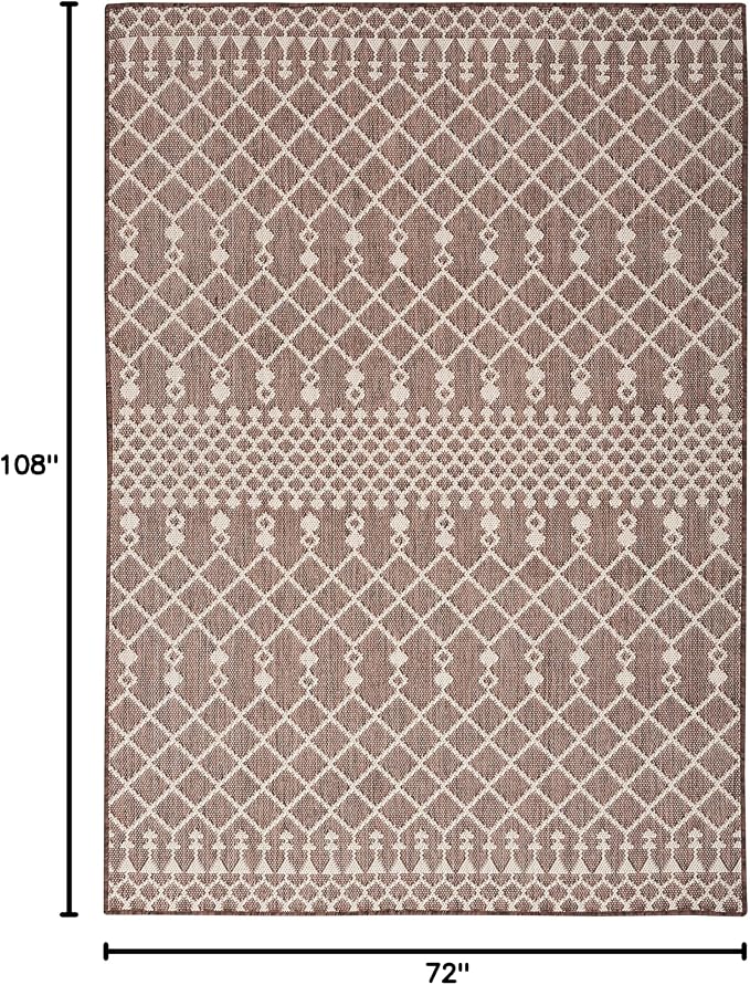 Nourison Home Positano Natural 6' x 9' Area Rug - Easy Clean, Non Shedding, Bed Room, Living Room, Dining Room, Kitchen (6' x 9')