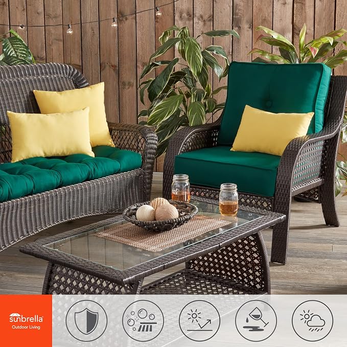 Greendale Home Fashions Outdoor 2-Piece Sunbrella Premium Deep Seat Cushion Set, Canva Forest