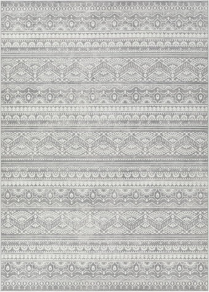 Tortania Area Rug Living Room Rugs - 6x9 Washable Large Soft Neutral Boho Moroccan Bohemian Farmhouse Rug Indoor Floor Carpet for Bedroom Under Dining Table Home Office Decor - Neutral Grey
