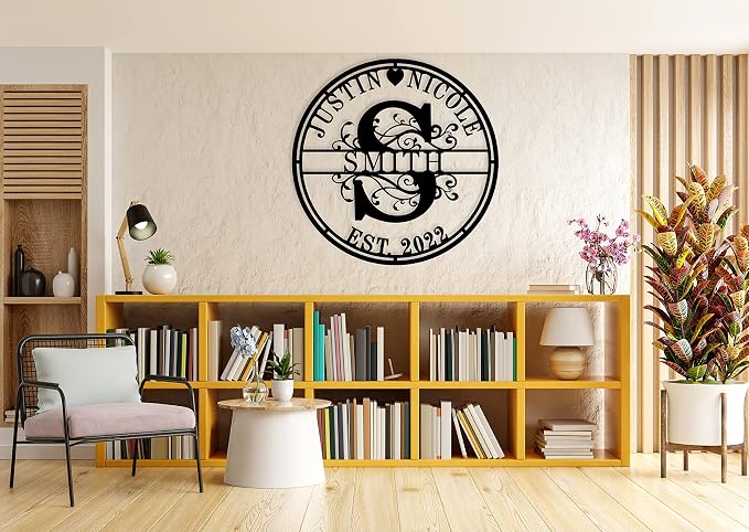 Personalized Family Name Sign, Custom Metal Name Sign, Monogram Wall Decor, Last Name Signs for Home, Split Letter Monogram Sign, Personalized Wedding Gift, Metal Wall Art, Personalized Metal Sign