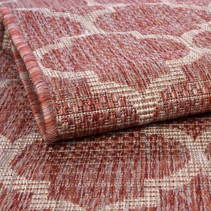 Unique Loom Outdoor Trellis Collection Area Rug - Trellis (Round 13' 0" x 13' 0", Rust Red/ Ivory)