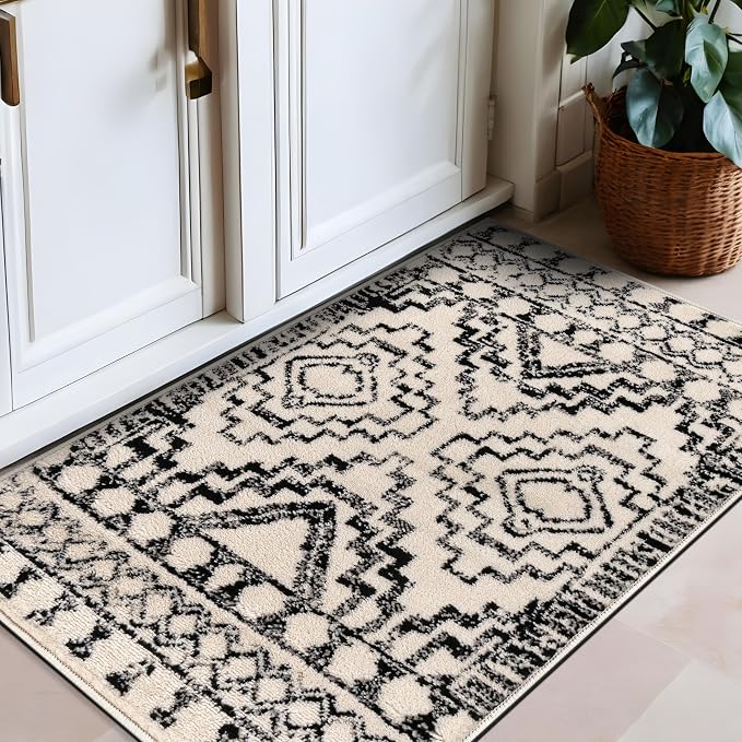Rugshop Southwestern Geometric Tribal Boho Area Rug Soft Cream 2' 3" x 4' | Rectangular, Size 2' 3" x 4', Living Room, Bedroom, Dining Room, Home Office, Kitchen, Entryway, Hallway, Nursery, Kids Room