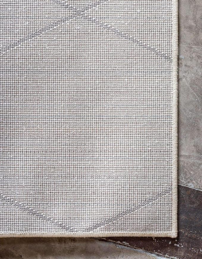 Unique Loom Trellis Frieze Collection Area Rug - Geometric (5' Square, Ivory/ Gray)