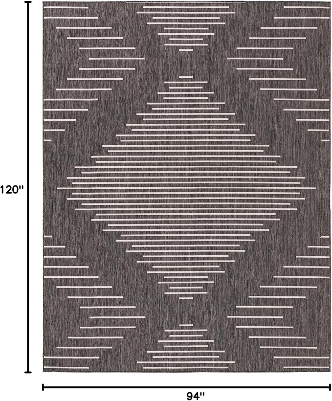 Unique Loom Outdoor Modern Collection Area Rug - Tambor (7' 10" x 10' Rectangle, Charcoal Gray/ Ivory)