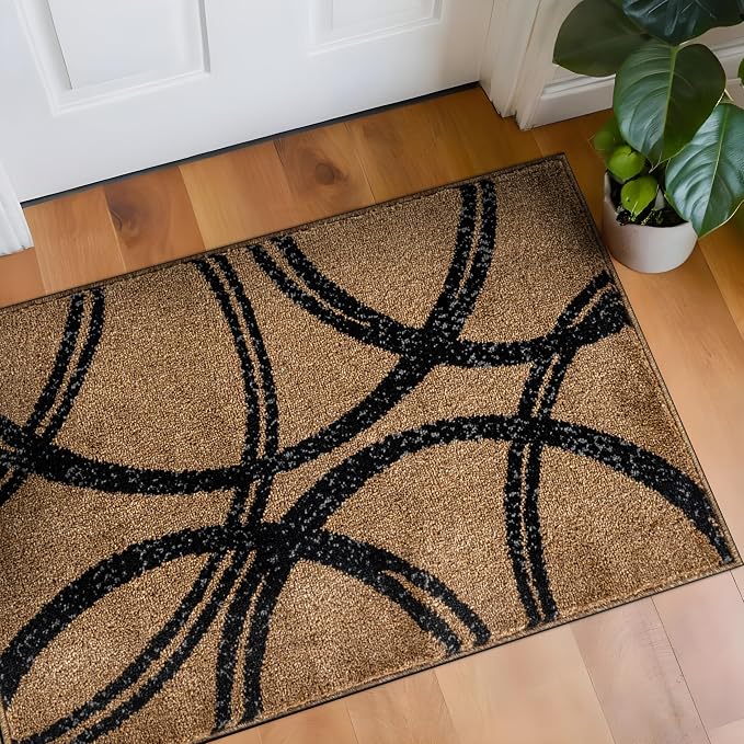 Rugshop Wavy Circles Modern Non-Shedding Living Room Area Rug Jute 2' x 3' | Rectangular, Size 2' x 3', Bedroom, Dining Room, Home Office, Kitchen, Entryway, Hallway, Nursery, Kids Room, Guest Room