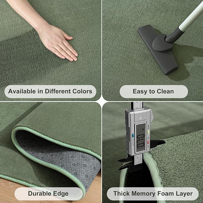 Amearea Sage Green Area Rugs for Bedroom Living Room, 6x9 Memory Foam Rug | Thickened Fluffy Indoor Washable Rugs Non Slip Minimalist Large Carpet for Boys Girls Dorm Nursery Room Decor