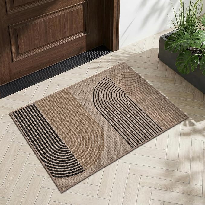 GarveeHome Modern Rainbow Easy Jute Rug, 2x3 Entryway Rug - Non-Slip Indoor Outdoor Doormat, Washable & Non-Shedding for Front Door, Kitchen, Farmhouse Porch