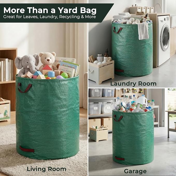 5-Pack 72 Gallons Garden Bag Heavy Duty Gardening Bags, Lawn Pool Garden Leaf Waste Rubbish Plants Grass Bag (5 X 72Gallons)