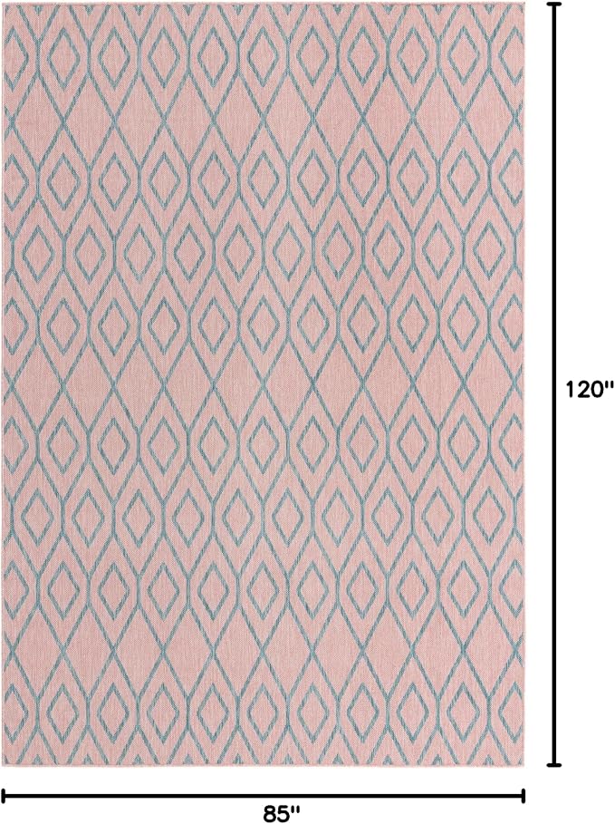 Jill Zarin Outdoor Collection Area Rug - Turks and Caicos (7' x 10' Rectangle Pink and Aqua/Light Blue)