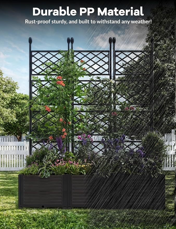 Planter Box WithTrellis,Planter Box for Climbing Plants/Vines,50x63In Garden Trellis,for Vegetables Flower, Planter Box for Backyard Patio Balcon